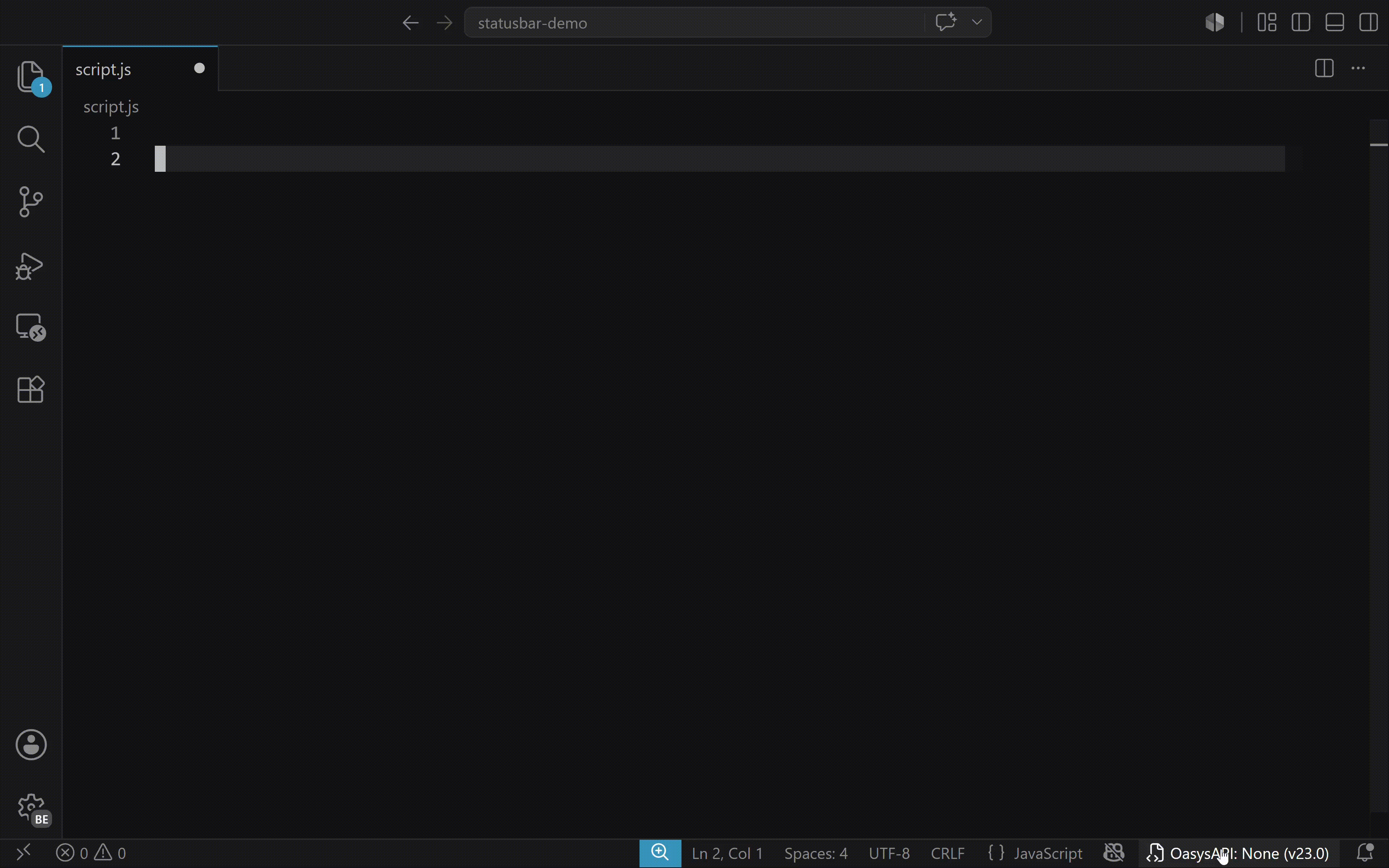 Select from status bar